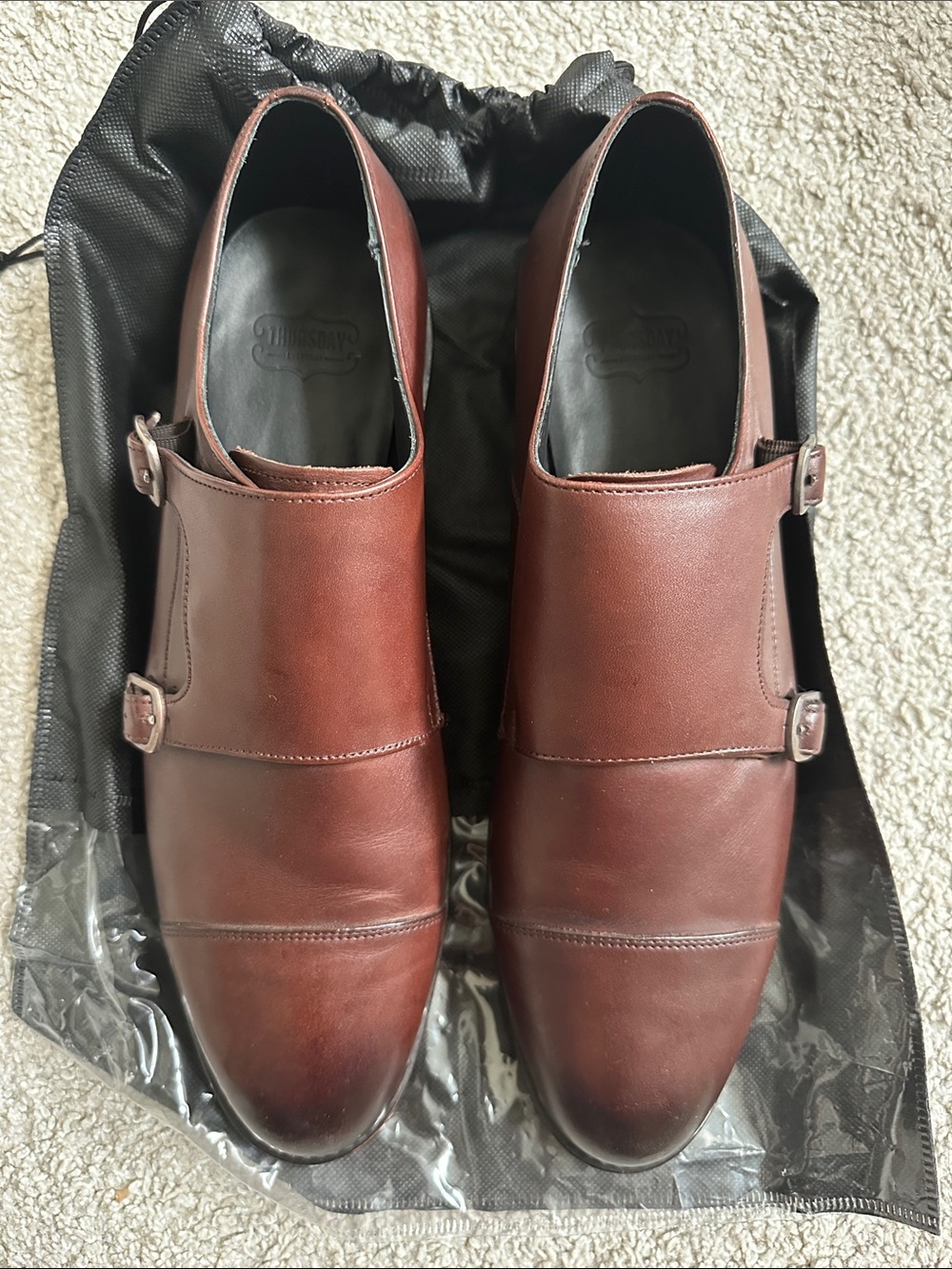 Thursday Men’s Double Monk Strap Dress Shoes - Brown (size 11.5)